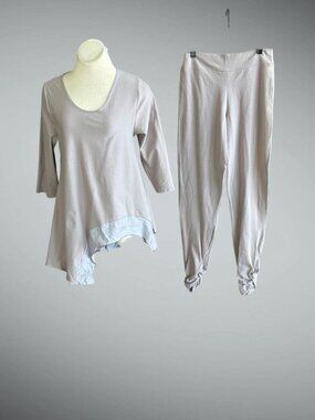Noblu Dusty Lavender Loungewear Outfit Asymmetrical Top and Pants Size Medium